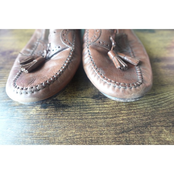 Johnston & Murphy Mens Tassel Loafer Brown Slip On Dress Shoe Size 7.5 M Leather - Picture 10 of 15
